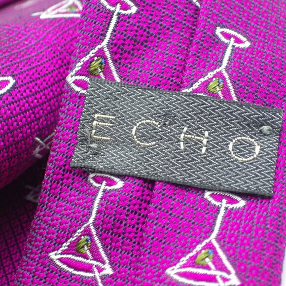 Echo Silk Neck Tie/ Martini Theme/ Made in Italy - Picture 4 of 6